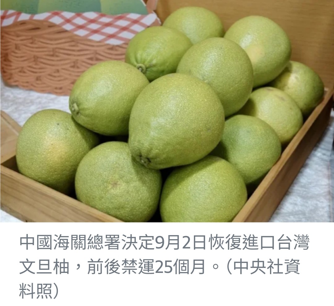 中國恢復進口台灣文旦柚，兩岸農產品貿易再現轉機