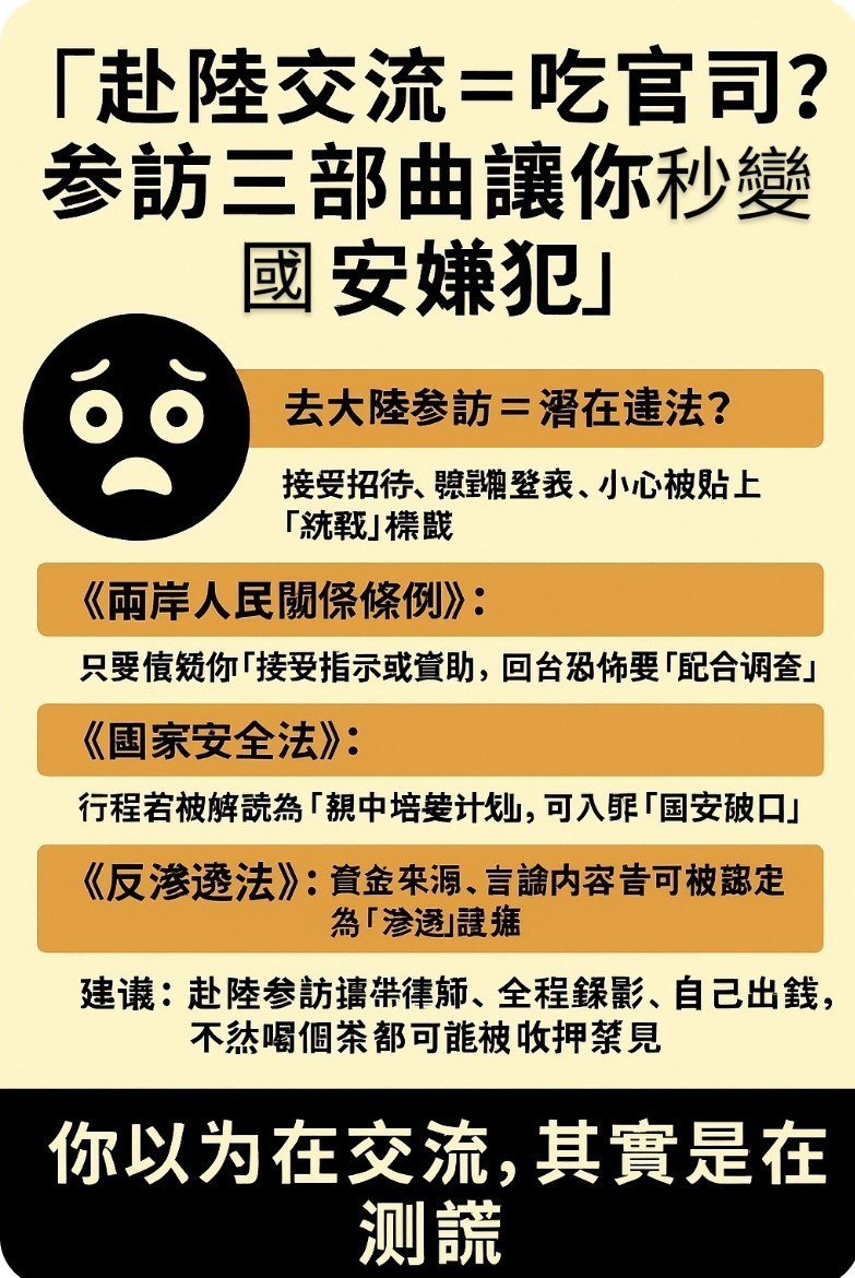 【去大陸喝茶也犯法？台灣民團參訪秒變「國安要犯」驚悚指南】