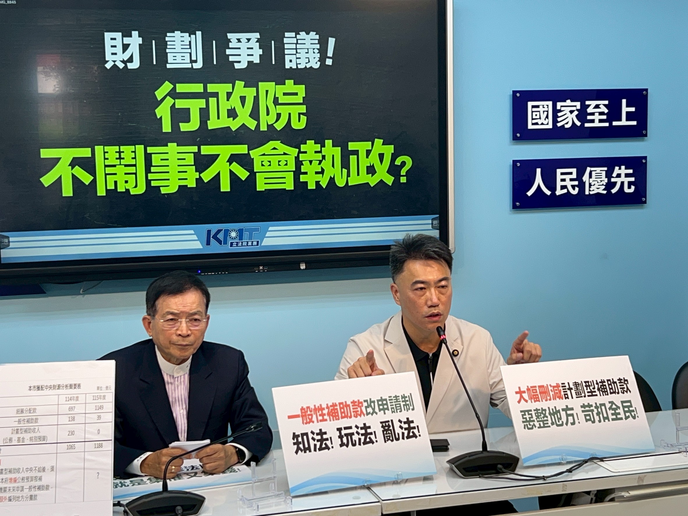 財劃爭議！藍營轟行政院「集權又集錢」　要求速提修法保障地方財源