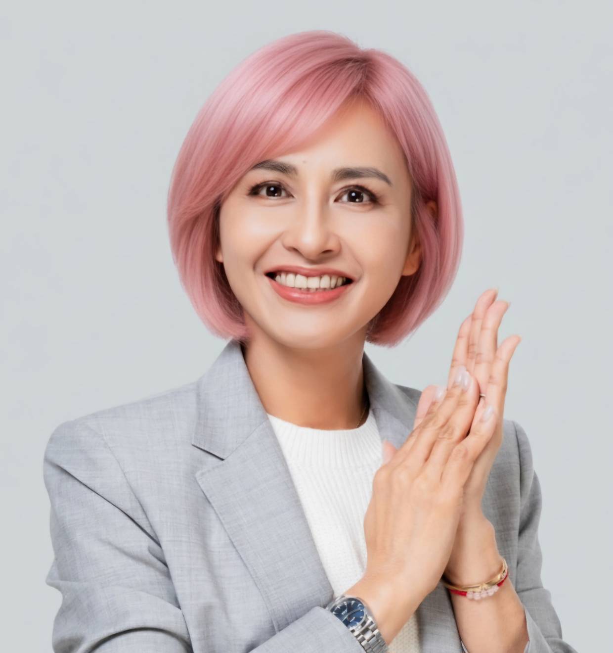 「粉紅熱潮席捲高雄！陳其邁率先染頭貼　邱議瑩接力喊：我這樣能進立法院嗎？」